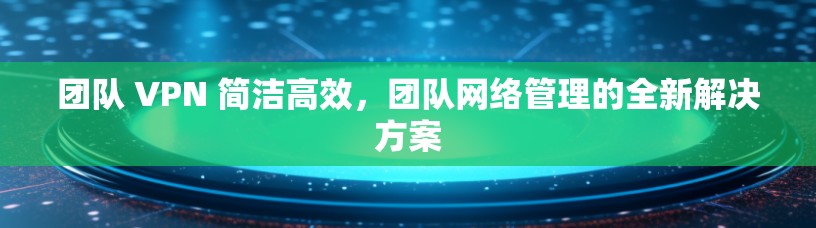 团队 VPN 简洁高效，团队网络管理的全新解决方案