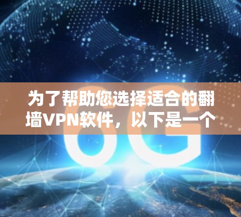 为了帮助您选择适合的翻墙VPN软件，以下是一个分步的指南