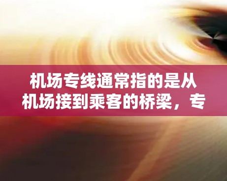机场专线通常指的是从机场接到乘客的桥梁，专为中国乘客提供接驳服务，以便更方便地到达目的地。以下是一些机场专线的常见特点和服务内容