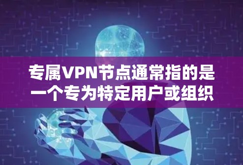 专属VPN节点通常指的是一个专为特定用户或组织设计的VPN网络环境，旨在提供高度安全、可靠的网络服务。这个节点可能包含多个关键设备和组件，确保网络环境的安全性、稳定性以及用户数据的安全性