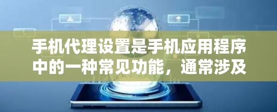 手机代理设置是手机应用程序中的一种常见功能，通常涉及用户对手机数据、应用商店、支付和支付计划的管理。以下是对这些设置的详细说明