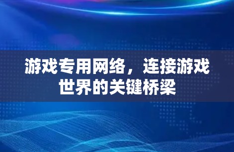 游戏专用网络，连接游戏世界的关键桥梁
